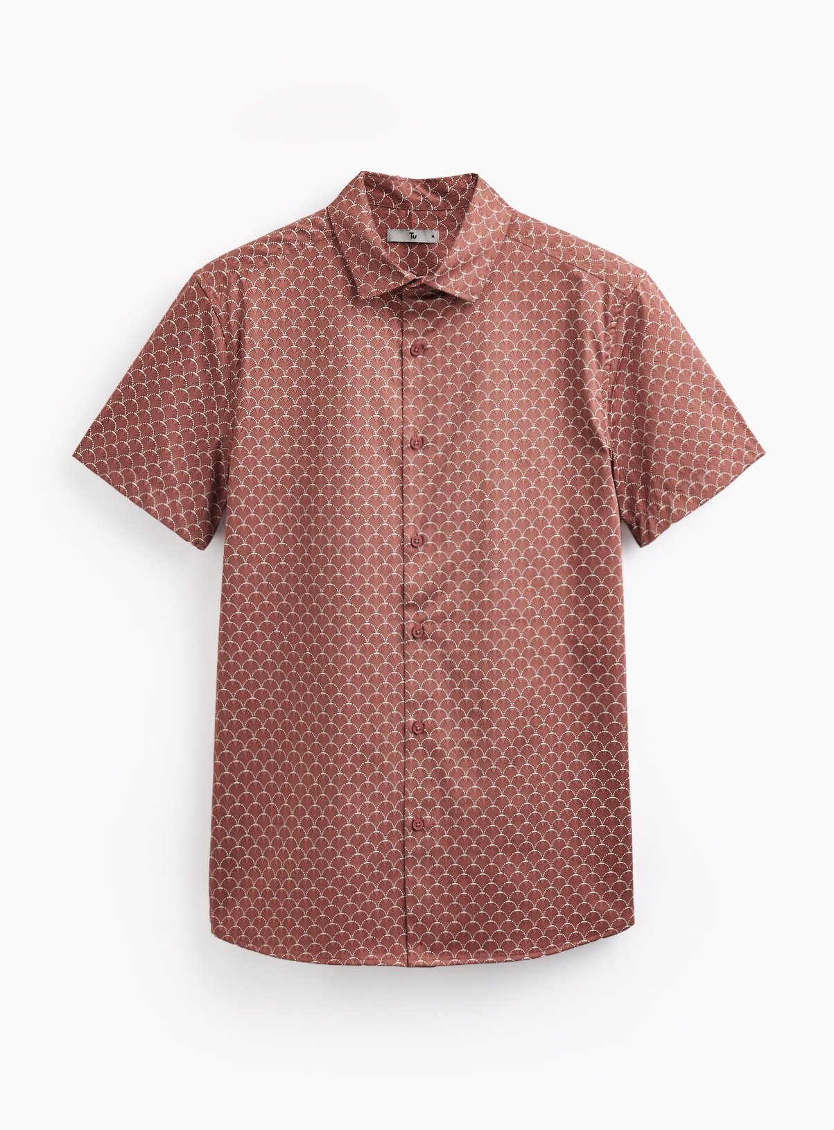 Dark Pink Geo Print Satin Short Sleeve Slim Fit Shirt XXL - Image 3 thumbnail